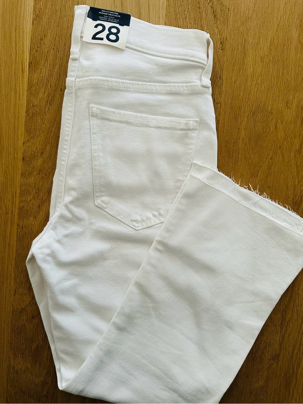 GAP White Women's HR Flare Jeans - Raw Hem 28 petite